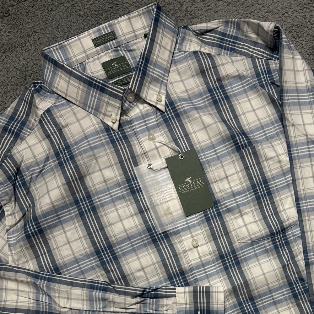 Genteal Franklin Softouch Performance Sport Shirt Men's XL Skyline Plaid Button